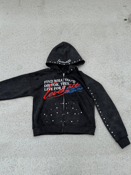 Concrete pearl zip hoodie