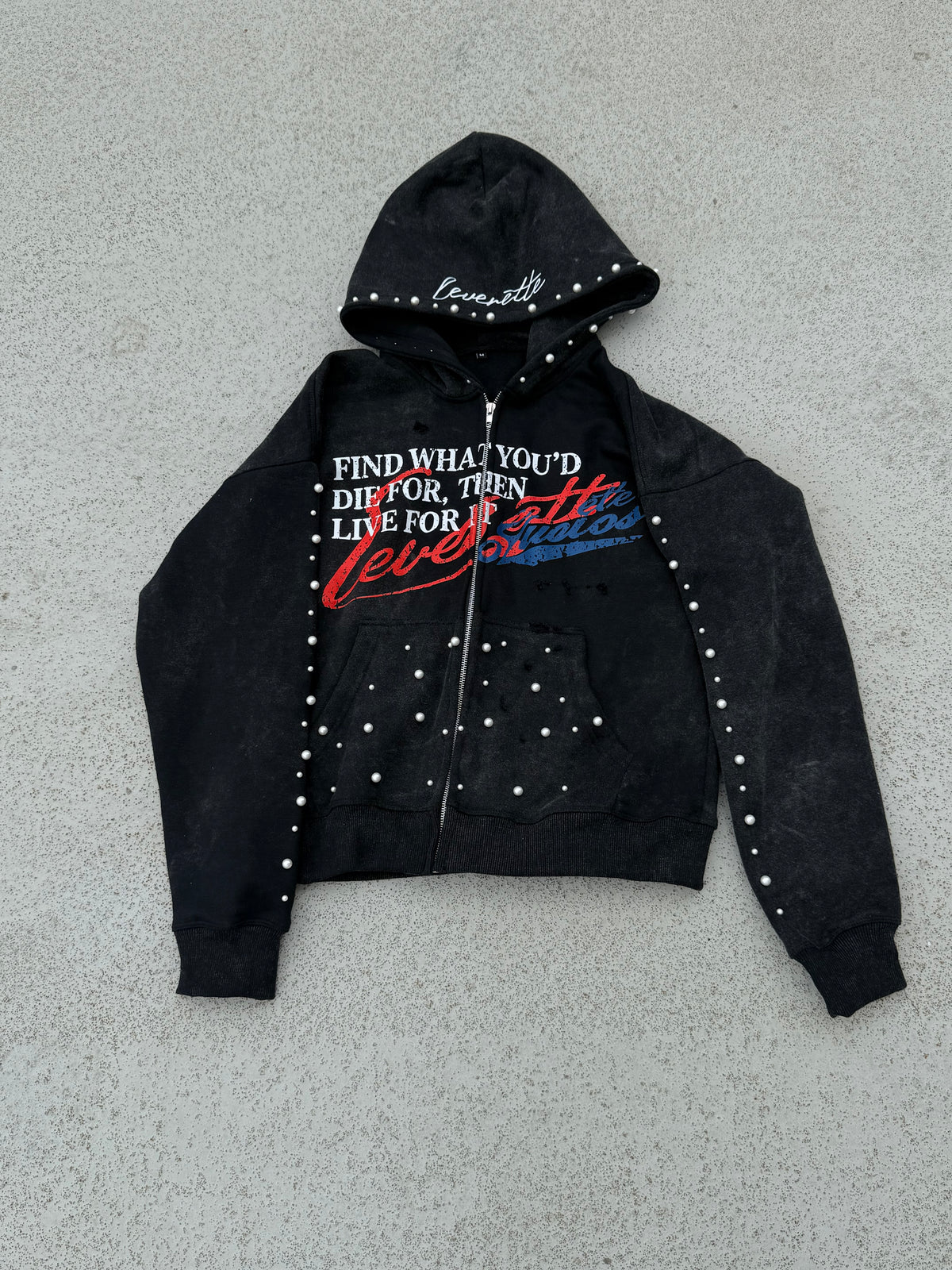 Concrete pearl zip hoodie